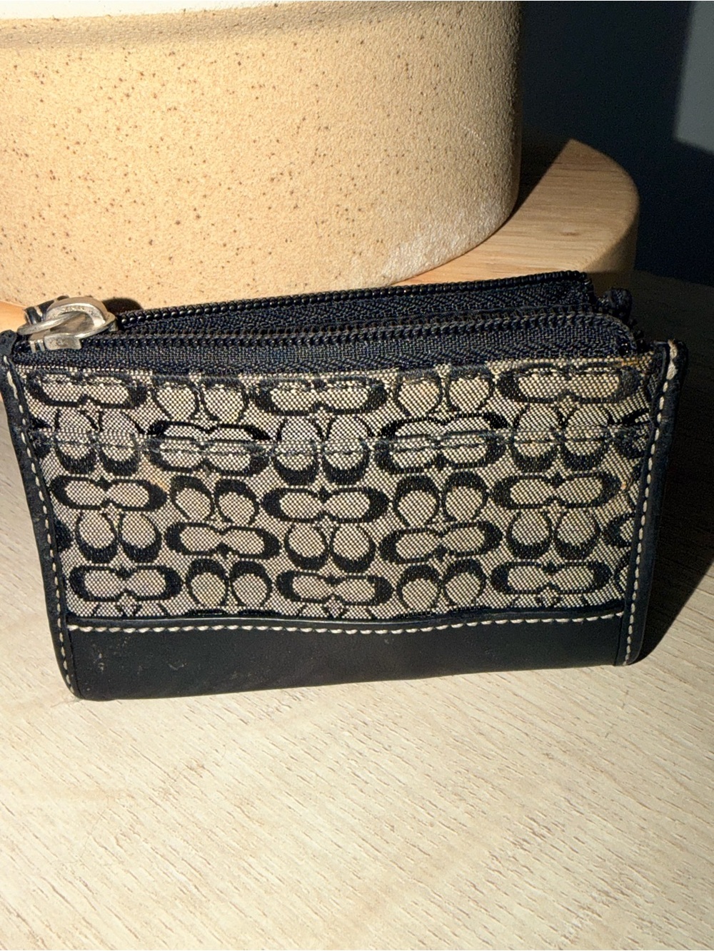 Coach Black Signature Monogram Wristlet